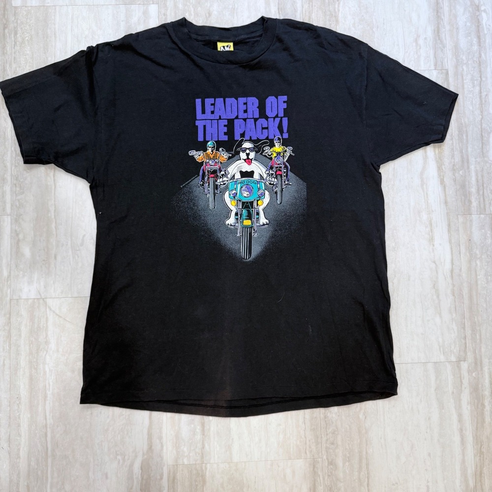 Vintage 1994 Big Dogs Leader of the Pack Biker Graphic T-Shirt Black XL USA Made